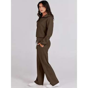 Stylish ANRABESS Women 2 Piece Sweatsuit Set in Coffee