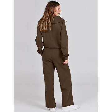 Stylish ANRABESS Women 2 Piece Sweatsuit Set in Coffee