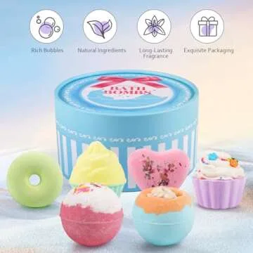 BlissfulOasis Bath Bombs: Natural Ingredients, 6 Scents, Gift-Ready Set