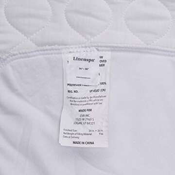 Linenspa 34" x 36" Skid Resistant Waterproof Sheet and Mattress Protector Pad-Highly Absorbent-Machine Washable-Quilted White