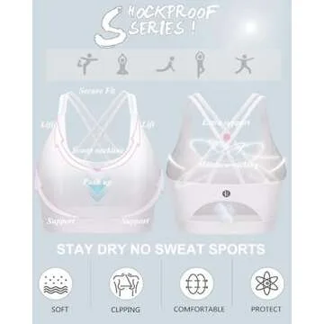 RUNNING GIRL Sports Bras for Women,Strappy Back Workout Bras Padded Supportive White Sports Bra Plue Size(WX2354 White,XS)