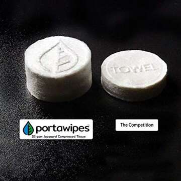 Portawipes Coin Tissues | 100 Pack with 2 Carrying Cases | Toilet Paper Tablets | Compressed Towels | Expandable Wipes | Soft & Odor Free