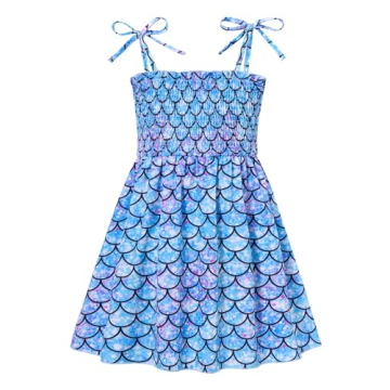 Vieille Toddler Baby Girls Summer Dress Sling Straps Princess Sundress Floral Printed Casual Beach H...