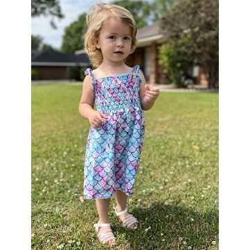 Vieille Toddler Baby Girls Summer Dress Sling Straps Princess Sundress Floral Printed Casual Beach Holiday Dress 1-6 Years