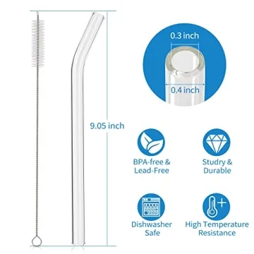 Colorful Reusable Glass Drinking Straws Set of 10