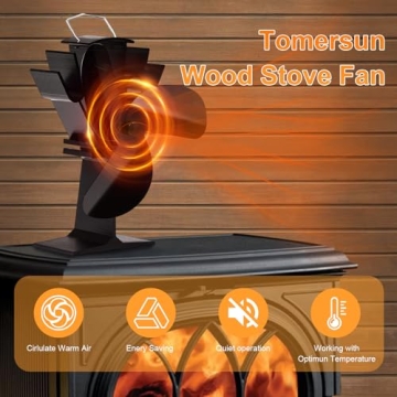 Tomersun 3 Blades Heat Powered Stove Fan for Comfort