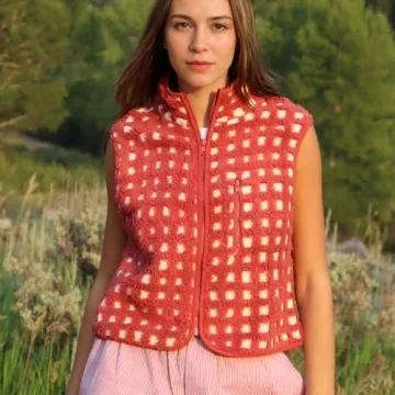 SeeLuNa Women's Checkered Sherpa Vest - Trendy & Cozy