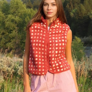 SeeLuNa Women's Checkered Sherpa Vest - Trendy & Cozy