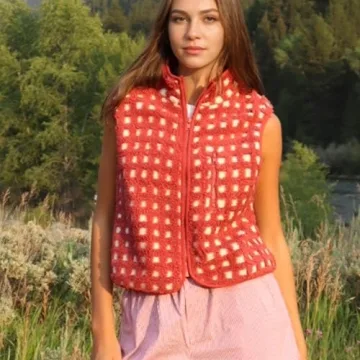 SeeLuNa Women's Checkered Sherpa Vest - Trendy & Cozy