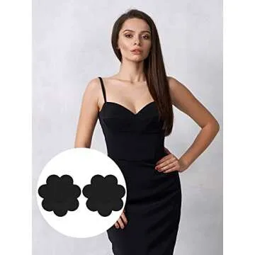 SATINIOR 50 Pairs Nipple Covers Disposable Pasties Breast Covers Self Adhesive No Show Bra for Women(Black)