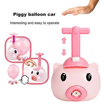 XHSP Balloon Powered Pink Pig Cars - Fun and Educational Toy Set for Kids