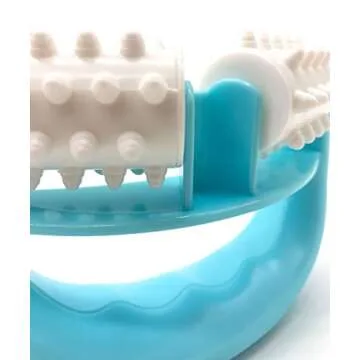 VANCIC Plastic Manual Round Handle 2 Wheels Muscle Massage Roller Massager Cellulite Roller for Legs Arms Back Muscle Pain Relief and Muscle Relaxation (Blue)