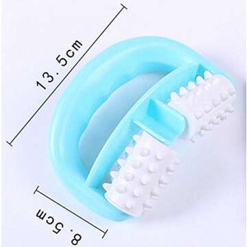 VANCIC Plastic Manual Round Handle 2 Wheels Muscle Massage Roller Massager Cellulite Roller for Legs Arms Back Muscle Pain Relief and Muscle Relaxation (Blue)