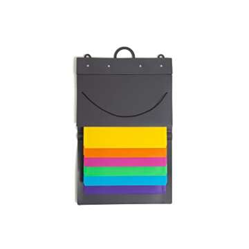 Smead Cascading Wall Organizer, 6 Removable Folder Pockets, Letter Size, Gray/Bright Pockets (92060)