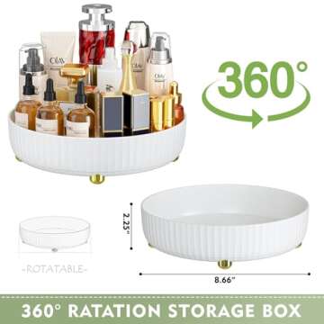 Bathroom Organizers and Storage - Rotating Makeup Organizer Tray for Perfume, Skincare, Cosmetics an...