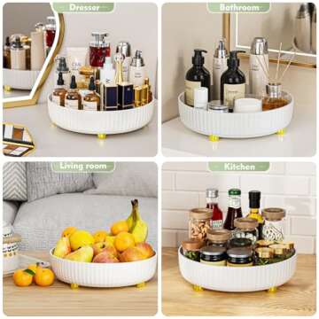 Stylish Rotating Makeup Organizer Tray for Cosmetics and Storage