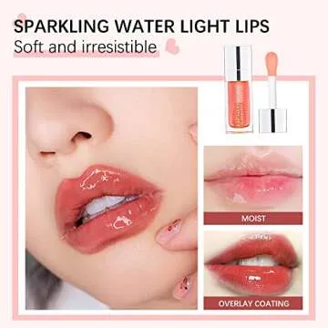 Hydrating Lip Glow Oil, Moisturizing Lip Gloss, Plumping Lip Oil, Non-Sticky Long Lasting Lip Oil Gloss, Transparent Lip Oil Tinted, Reduce lip lines (Pink(#001))