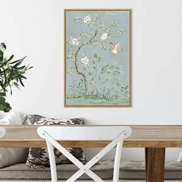 Amanti Art Framed Canvas Wall Art 23x16 Spring Flower Mural II Blue by Julia Purinton, Framed Wall Art Canvas, Flowers Artwork, Modern Contemporary Decor, Medium Painting for Living Room, Bedroom