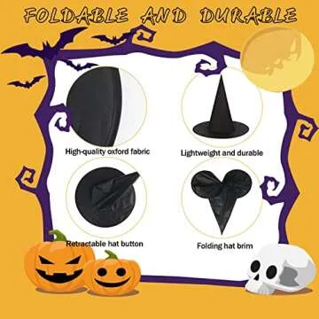 CCINEE 12 Pcs Halloween Decoration Witch Hats, Bulk Hanging Witch Costume Caps Accessories with 120 Pcs Bat Wall Stickers for Halloween Themed Party Yard Decoration