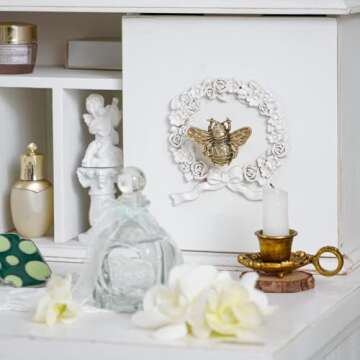 SOFFEE DESIGN Set of 6 Vintage Matte Gold Pewter Cabinet Knobs, Decorative Metal Bee Shape Knobs Pul...