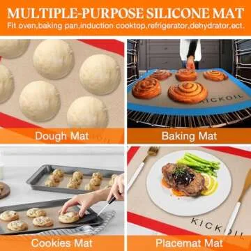 Silicone Baking Mats Quarter Sheet 3 Pack - BPA Free Reusable Non-Stick Silicone Baking Sheets for Oven Cookies Macarons Pizza - Induction Cooktop Protector, Cooking Essentials Kitchen Accessories