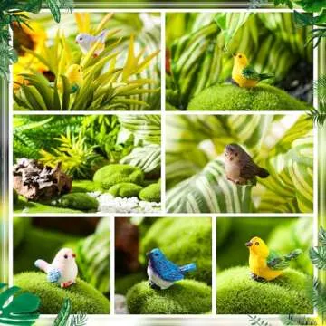 Wenqik 50 Pcs Mini Resin Bird Figurines Miniature Small Birds Figurines Realistic Animal for Fairy Terrarium Craft Garden Accessories Home Ornament Micro Landscape Birthday Cake Toppers Decor