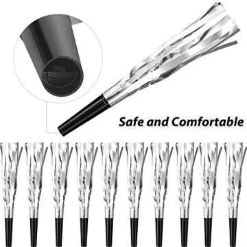 Skylety 24 Pcs Noise Makers Party Favors Silver Party Blowers Glitter Noise Makers for Sporting Even...