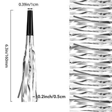 Skylety 24 Pcs Noise Makers Party Favors Silver Party Blowers Glitter Noise Makers for Sporting Events New Year Eve Party Horns Metallic Fringed Blowers for Christmas 2025 New Year Birthday Party