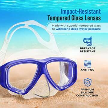 PRODIVE Snorkel Mask and Snorkeling Gear - Dry-Top Snorkel Set with Impact-Resistant Tempered Glass ...