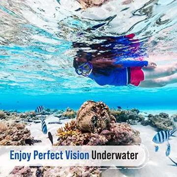 PRODIVE Snorkel Mask and Snorkeling Gear - Dry-Top Snorkel Set with Impact-Resistant Tempered Glass Lens, Anti-Fog Design, Watertight Seal, Adjustable Strap with Carry Case (Crystal Clear Vision)