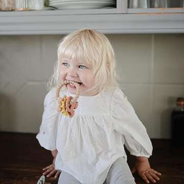 Mushie Silicone Nature Teething Ring Toy for Babies