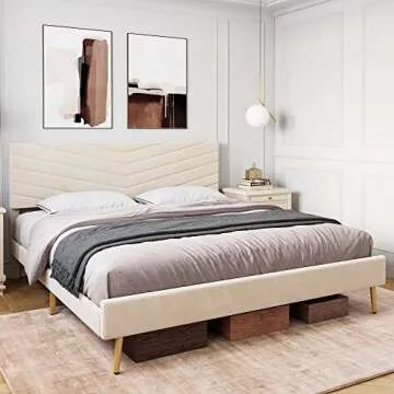 Adjustable Velvet Bed Frame for King Size Mattresses