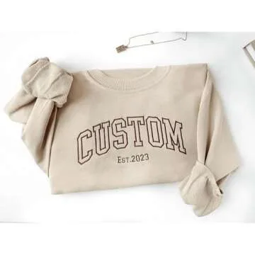 Custom Embroidered Sweatshirts and Hoodie Design Your Own, Personalized Sweatshirts Hoodie For Everyone, Custom Text On Sleeve, Add Your Own Custom Text, Personalized Embroidery Gift, Christmas