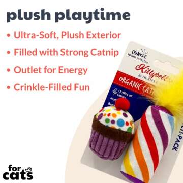 Huxley & Kent 2-Pack Plush Cat Toys | Mewow Cupcake & Candle | Birthday Strong Catnip Filled Cat Toy...