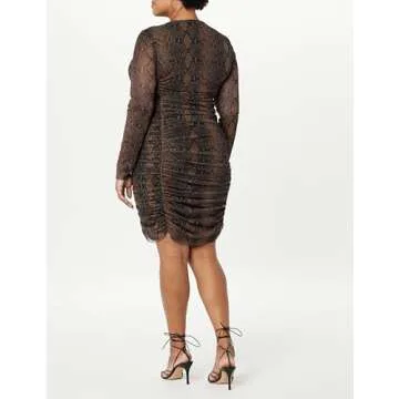 The Drop Adriana Plus Size Ruched Mesh Mini Dress