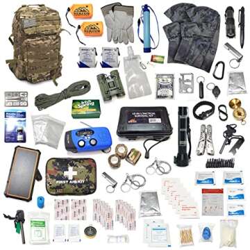 Sirius: Pre-Packed Bug Out Bag - 72 Hour Kit for 2 People - Bugout Backpack Survival Kit - Premium 50L Go Bag Tactical Backpack - Essential Bug Out Gear - Upgraded Survival Backpack (Camo)