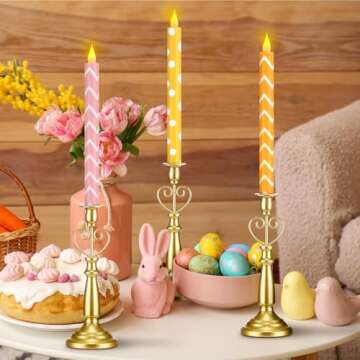 Easter Flameless Taper Candles Set for Festive Decor
