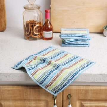 Oeleky Kitchen Dishcloths for Washing Dishes, Ultra Absorbent Dish Rags, Cotton Cleaning Cloths Pack...