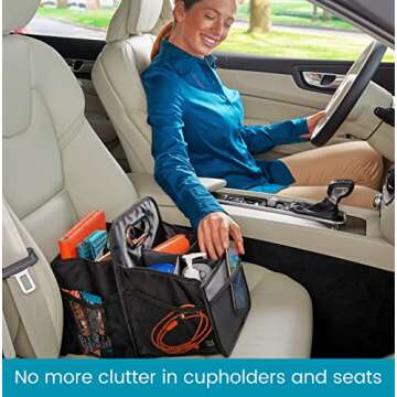 High Road Car Caddy with Cup Holders - Front Seat Organizer for Drivers or Back Seat Organizer for K...