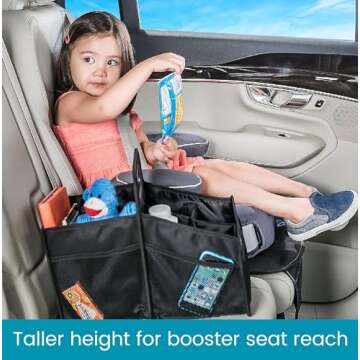 High Road Car Caddy with Cup Holders - Front Seat Organizer for Drivers or Back Seat Organizer for Kids - Portable Car Organizer with Easy One-Handed Carry Handle