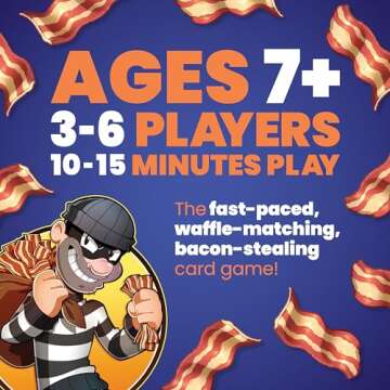 Steal The Bacon Card Game - by Taco Cat Goat Cheese Pizza – Fun Family Games for Kids and Adults – Who Doesn’t Love Bacon? Easy to Learn & Great Gift for Kids Ages 8+