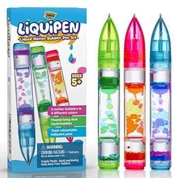 Yoya Liquipen - Liquid Motion Bubbler Pens Toy (3 Pack) - Writes Like a Regular Pen - Colorful Timer...
