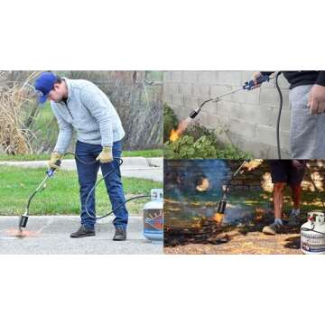 Flame King Propane Torch Kit Heavy Duty Weed Burner, 340,000 BTU with Piezo Igniter (Self Igniting), with 6 ft Hose Regulator Assembly