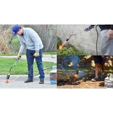 Flame King Propane Torch Kit Heavy Duty Weed Burner, 340,000 BTU with Piezo Igniter (Self Igniting), with 6 ft Hose Regulator Assembly