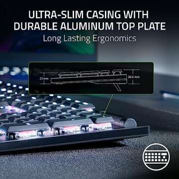 Razer DeathStalker V2 Pro Wireless Gaming Keyboard: Low Profile Optical Switches Linear Red - HyperSpeed Wireless & Bluetooth - Chroma RGB - Up to 200 Hr Battery Snap Tap