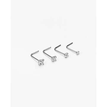 FANSING L Shaped Nose Rings 4pcs Set for Women