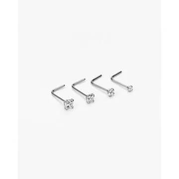 FANSING L Shaped Nose Rings 4pcs Set for Women