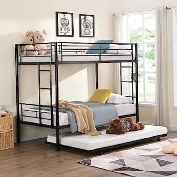 EMKK Twin Over Twin Bunk Bed with Trundle - Space Saving