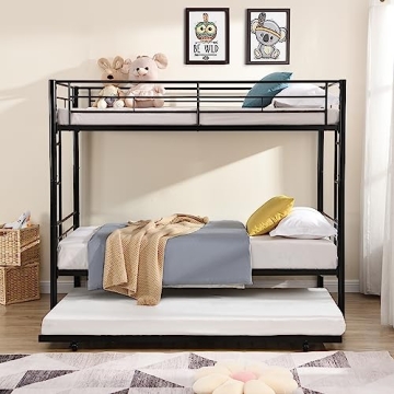 EMKK Twin Over Twin Bunk Bed with Trundle - Space Saving