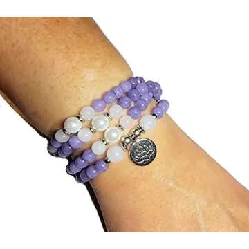 Anxiety Healing Japa Mala Necklace Natural Gemstones Handmade